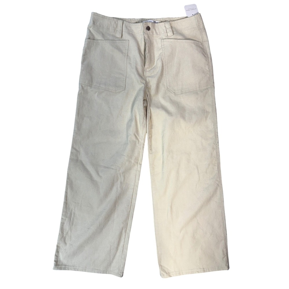 Altar'd State Womens 2XL Cream Corduroy Wide Leg Utility Patch Pocket‎ Pants NWT
